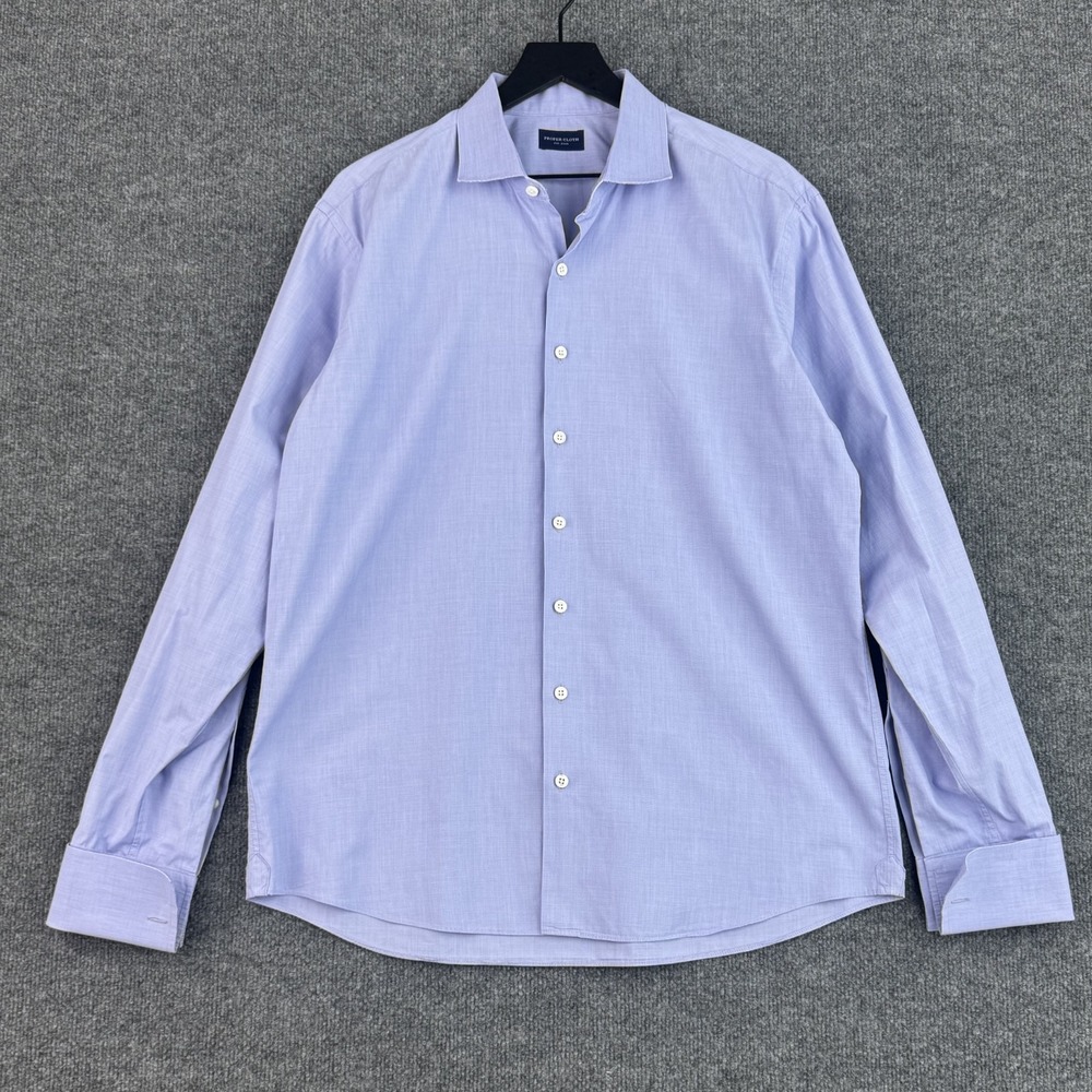Proper Cloth Dress Shirt Men's XL 17.25 Blue Heather French Cuff Formal Business